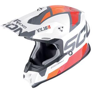 Casca motocross Scorpion VX-16 EVO AIR ANALOG alb-portocaliu