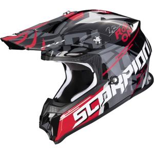 Cască de motocros Scorpion VX-16 EVO AIR ROK BAGOROS negru-gri-alb-alb-roșu