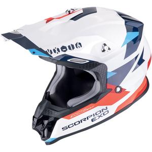 Casca motocross Scorpion VX-16 EVO AIR ROD alb-rosu-albastru