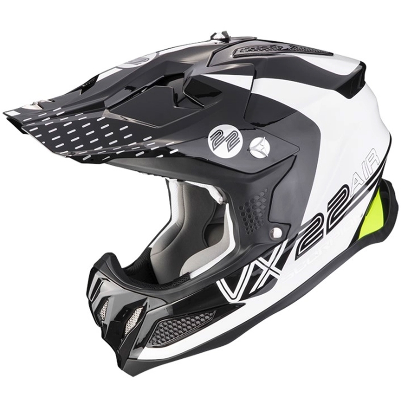 Cască de motocros Scorpion VX-22 Air Ares negru-alb-alb-galben-fluo