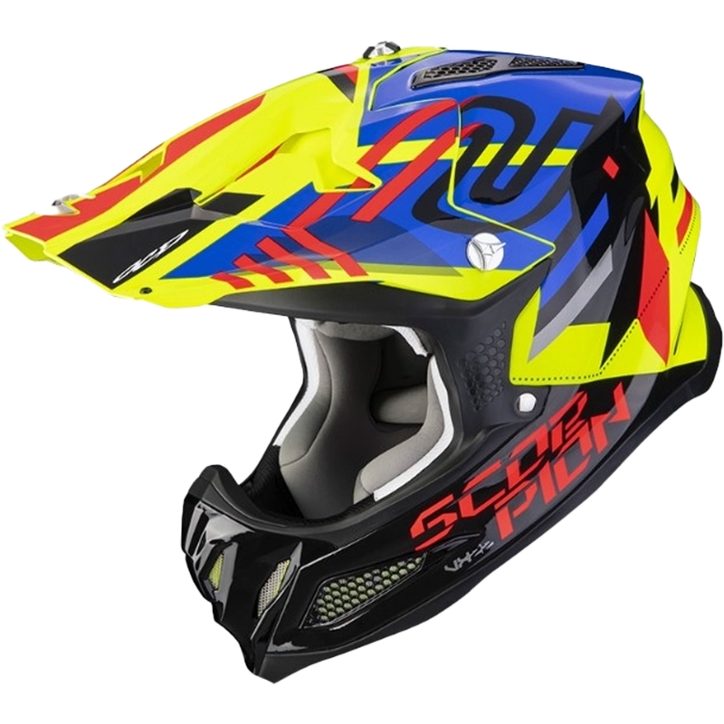 Cască de motocros Scorpion VX-22 Air Neox negru-roșu-albastru-galben-fluo