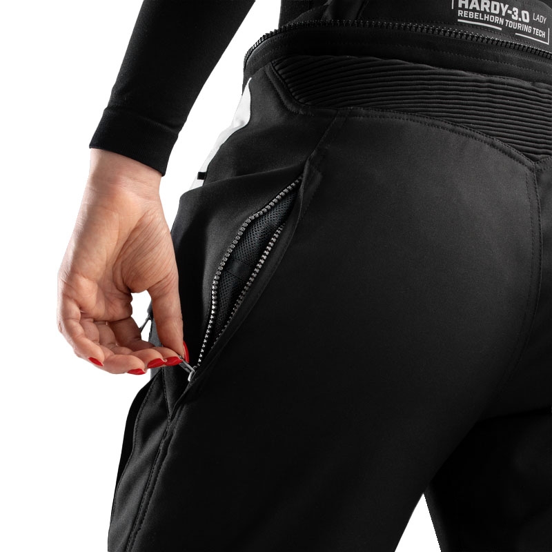 Pantaloni de motocicletă Rebelhorn Hardy 3.0 pentru femei, negru-gri