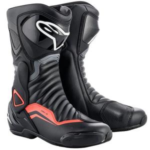 Ghete moto Alpinestars S-MX 6 negru-gri-roșu fluo
