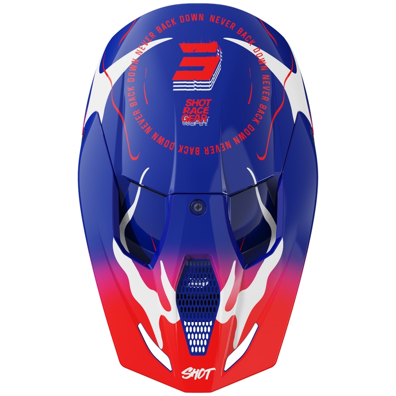 Cască de motocross pentru copii Shot Furious Beast, albastru-roșu lucios