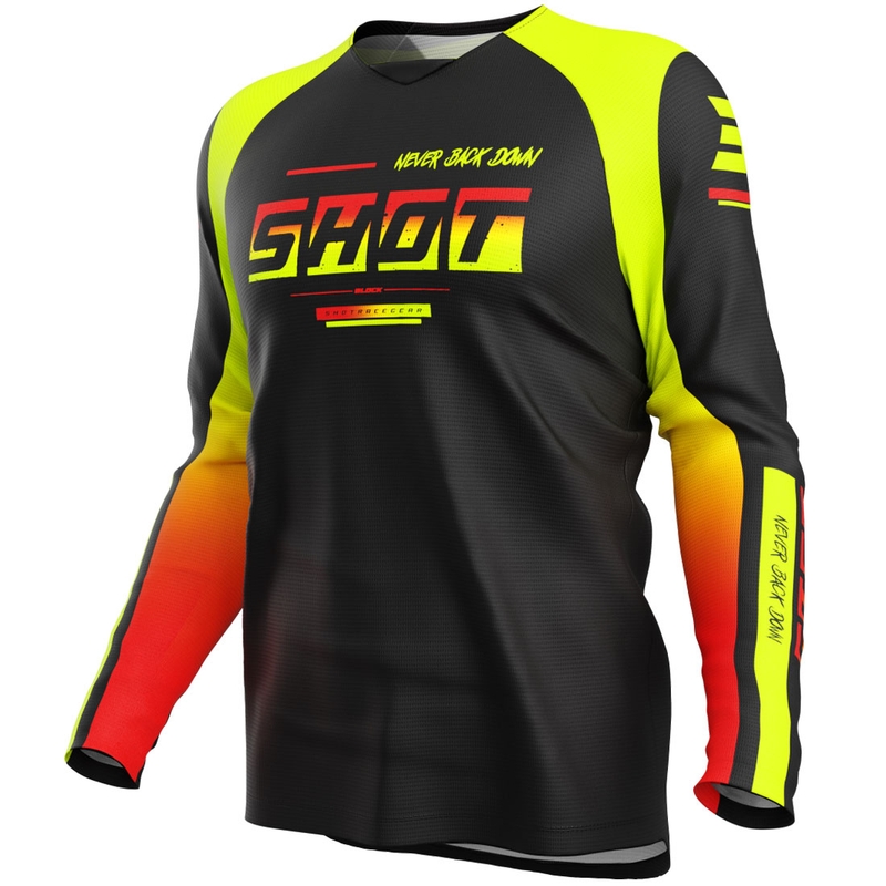 Tricou motocross Shot Draw Block pentru copii, galben fluo