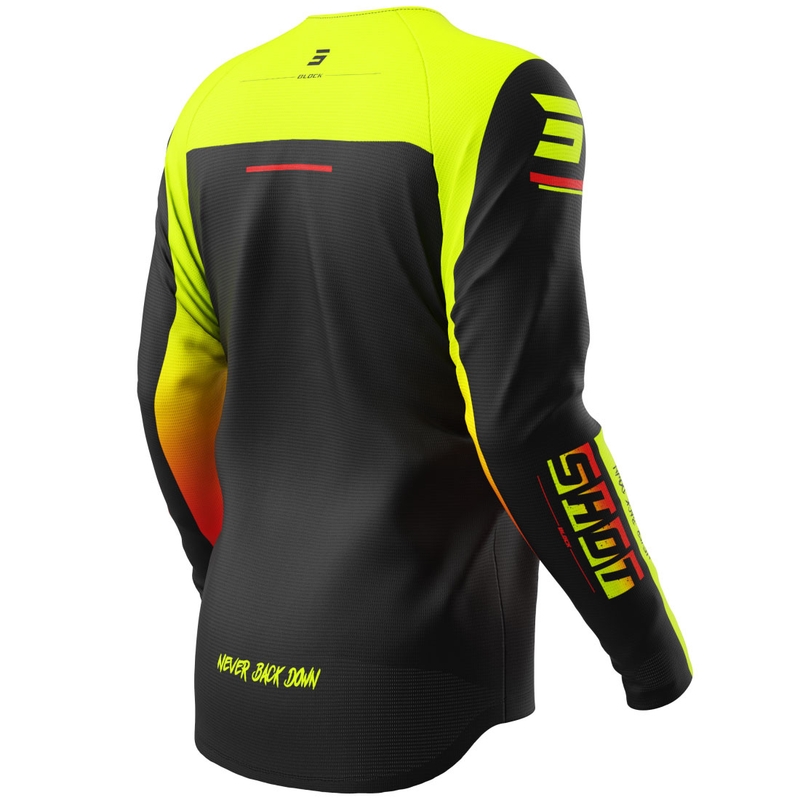 Tricou motocross Shot Draw Block pentru copii, galben fluo