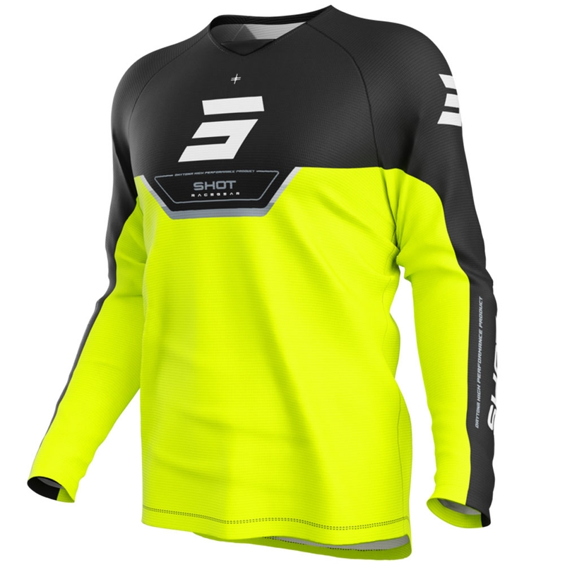 Tricou motocross Shot Draw Daytona pentru copii, galben fluo