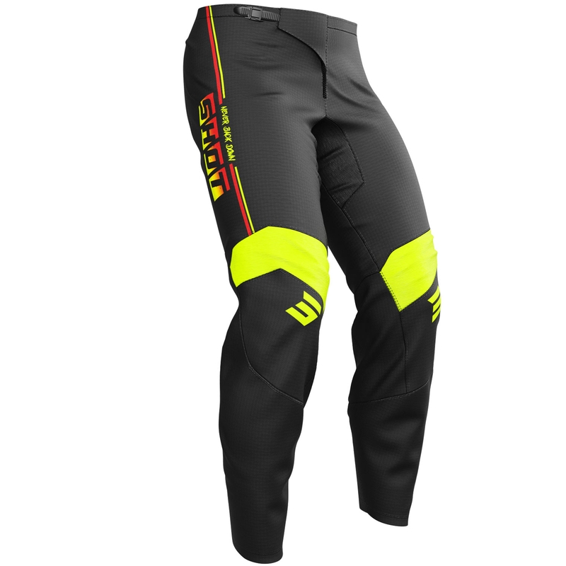 Pantaloni motocross Shot Draw Block pentru copii, galben fluo