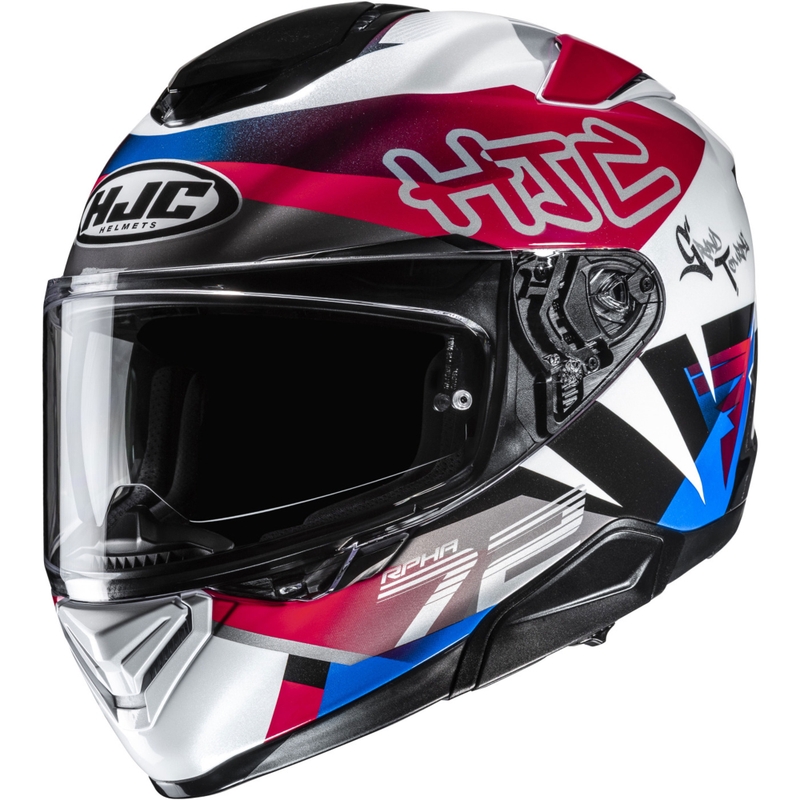 Cască integrală pentru motocicletă HJC RPHA 72 Goldy MC21 alb-roșu-albastru