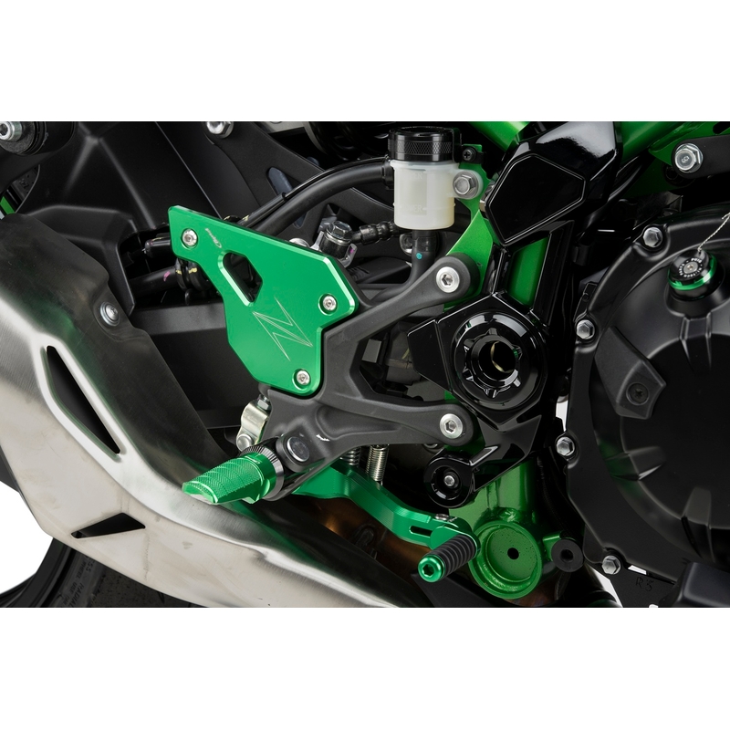 Heel plates PUIG verde pentru KAWASAKI Z 900 2023-2026