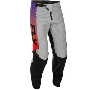 Pantaloni motocross FLY Racing - USA Kinetic gri-roșu-violet-negru