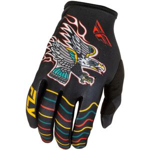 Mănuși motocross FLY Racing - USA Lite Americana negru-roșu-auriu