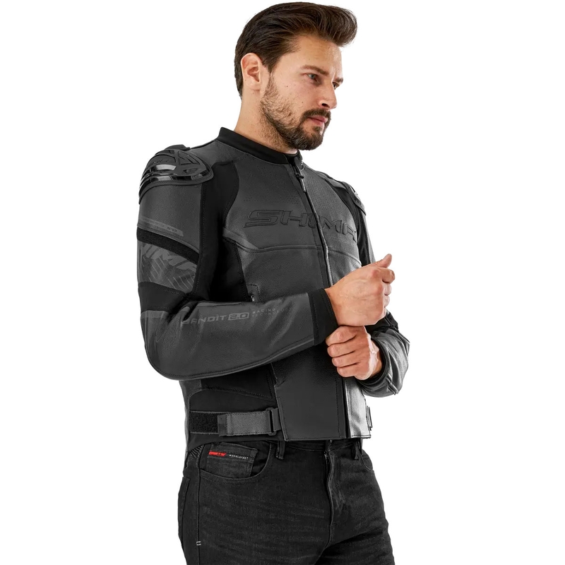 Geacă de motocicletă din piele Shima Bandit 2.0 negru-negru