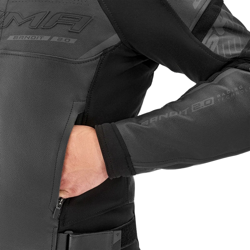 Geacă de motocicletă din piele Shima Bandit 2.0 negru-negru