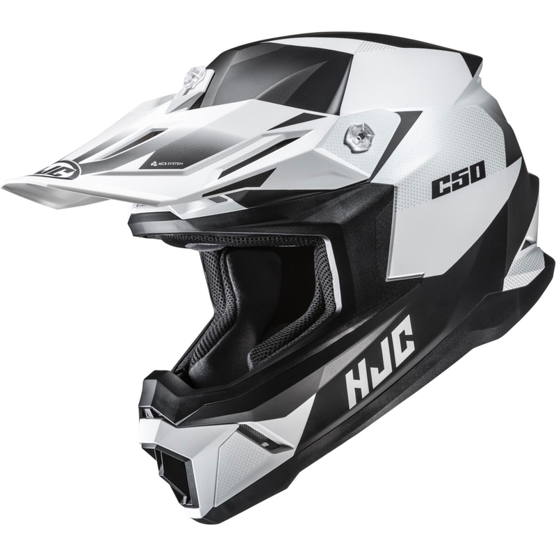 Cască motocross HJC C50 Slide MC10SF negru-alb