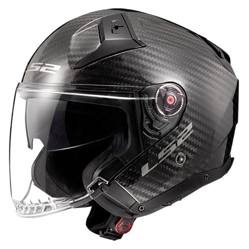 Cască de motocicletă deschisă LS2 OF603 Infinity II Carbon-06 neagră lucioasă