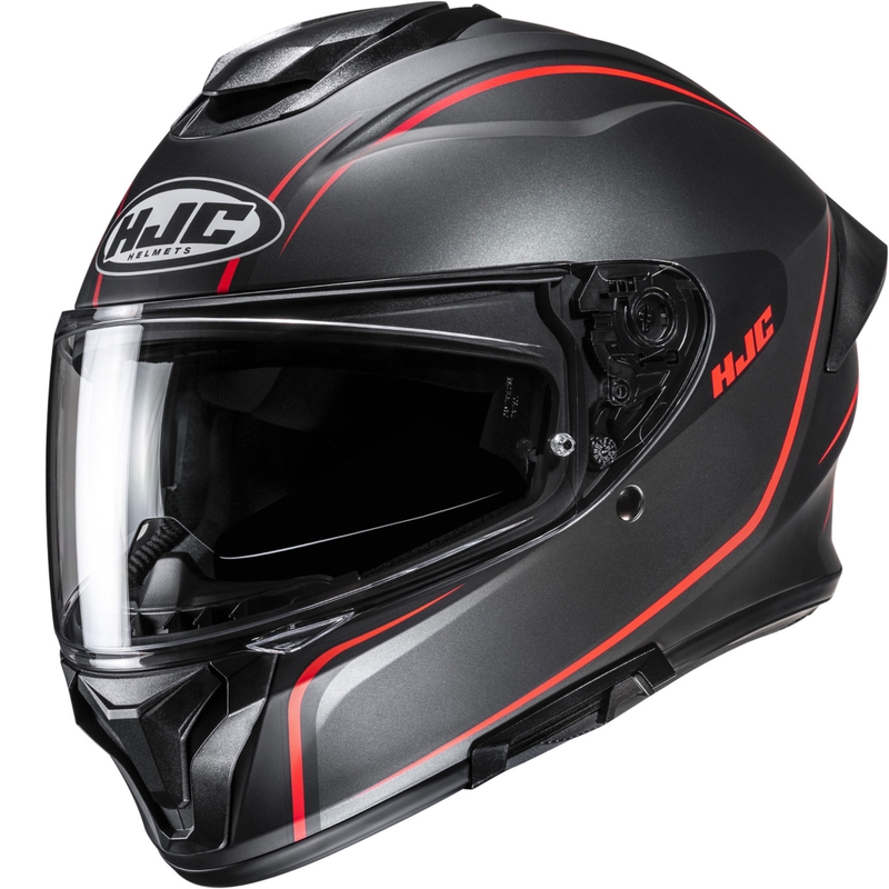 Cască integrală pentru motocicletă HJC C71 Quez MC1SF negru-roșu