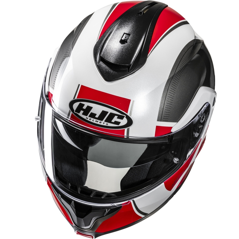 Cască de motocicletă pliabilă HJC C91N Jyn MC1 negru-alb-roșu