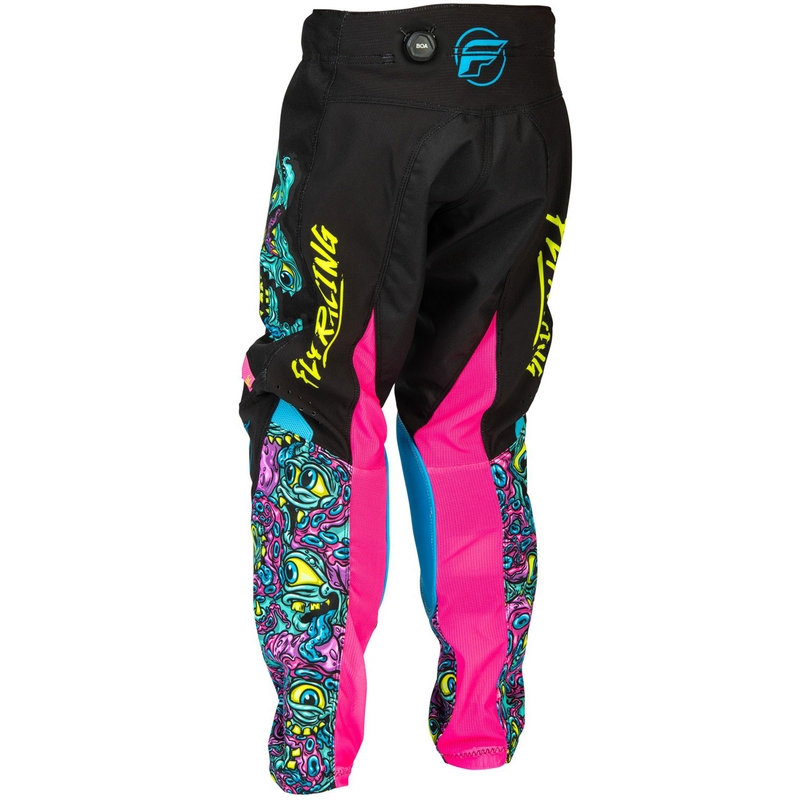 Pantaloni motocross pentru copii FLY Racing - USA Kinetic Mutant negru-multicolor