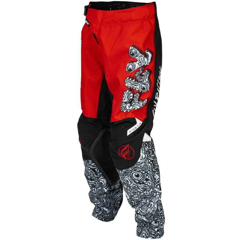 Pantaloni motocross pentru copii FLY Racing - USA Kinetic Mutant roșu-alb-negru