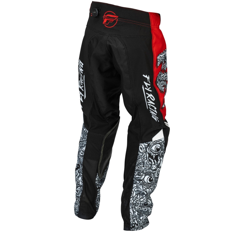 Pantaloni motocross pentru copii FLY Racing - USA Kinetic Mutant roșu-alb-negru