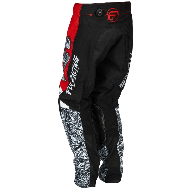 Pantaloni motocross pentru copii FLY Racing - USA Kinetic Mutant roșu-alb-negru