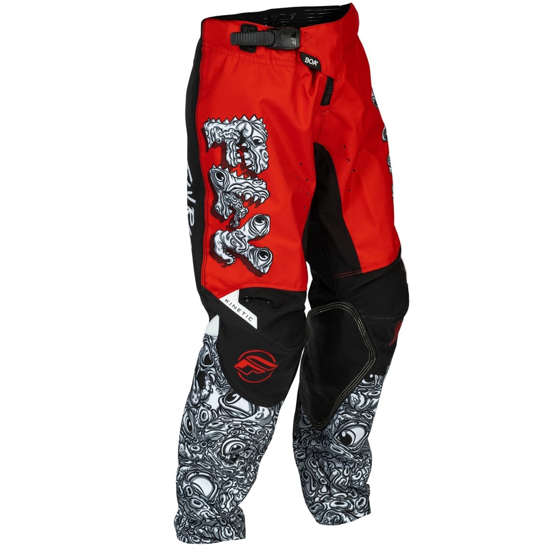Pantaloni motocross pentru copii FLY Racing - USA Kinetic Mutant roșu-alb-negru