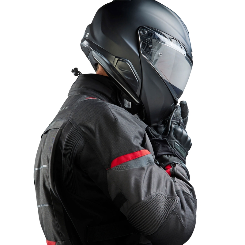 Geacă de motocicletă Rebelhorn Cubby V negru-antracit-roșu