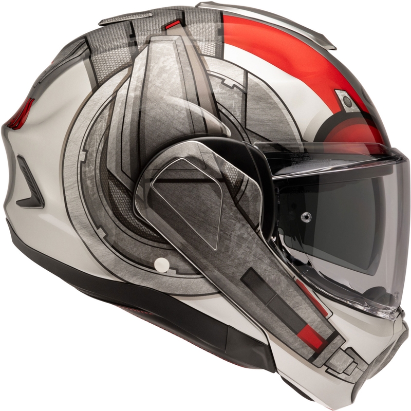 Cască de motocicletă HJC F100 Ant-Man Marvel MC1 pliabilă gri-roșu