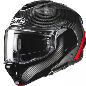 Cască de motocicletă HJC F100 Carbon Stan MC1 flip-up negru-roșu