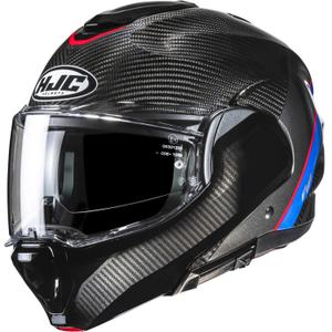 Cască de motocicletă pliabilă HJC F100 Carbon Stan MC21 negru-albastru-roșu