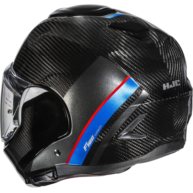 Cască de motocicletă pliabilă HJC F100 Carbon Stan MC21 negru-albastru-roșu