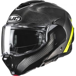 Cască de motocicletă pliabilă HJC F100 Carbon Stan MC3H negru-galben fluo