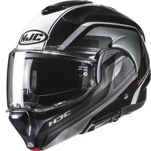 Cască de motocicletă pliabilă HJC F100 Reff MC21 negru-argintiu-alb