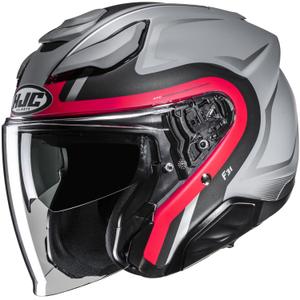Cască de motocicletă deschisă HJC F31 Bask MC1SF gri-roșu-negru