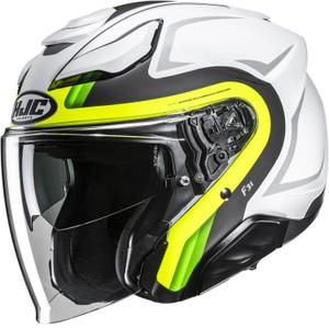 Cască de motocicletă deschisă HJC F31 Bask MC3HSF alb-gri-galben fluo