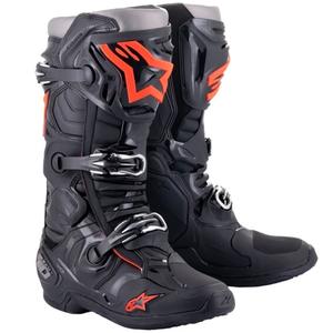 Ghete moto Alpinestars Tech 10 negru-rosu fluo-gri