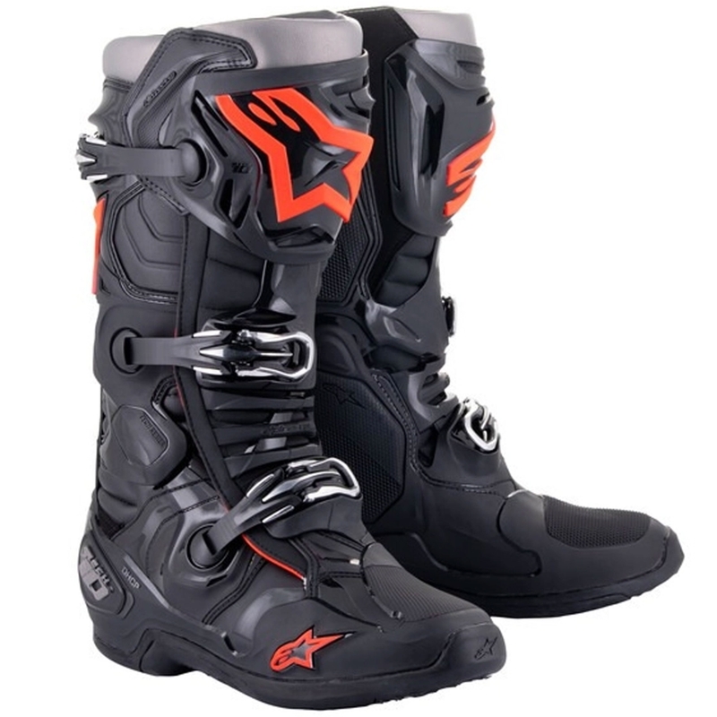 Ghete moto Alpinestars Tech 10 negru-rosu fluo-gri