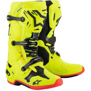 Ghete motociclete Alpinestars Tech 10 galben fluo-negru-roșu fluo