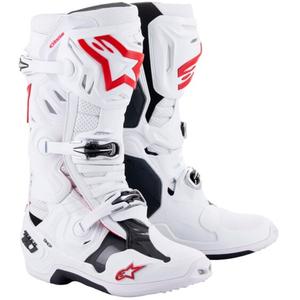 Ghete Moto Alpinestars Tech 10 Supervented Perforate Alb-Roșu-Negru