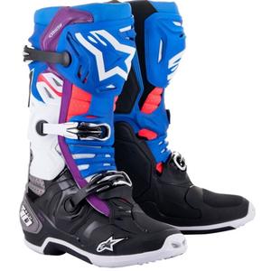 Ghete moto Alpinestars Tech 10 Supervented perforate Albastru-Violet-Roz-Alb-Gri-Negru