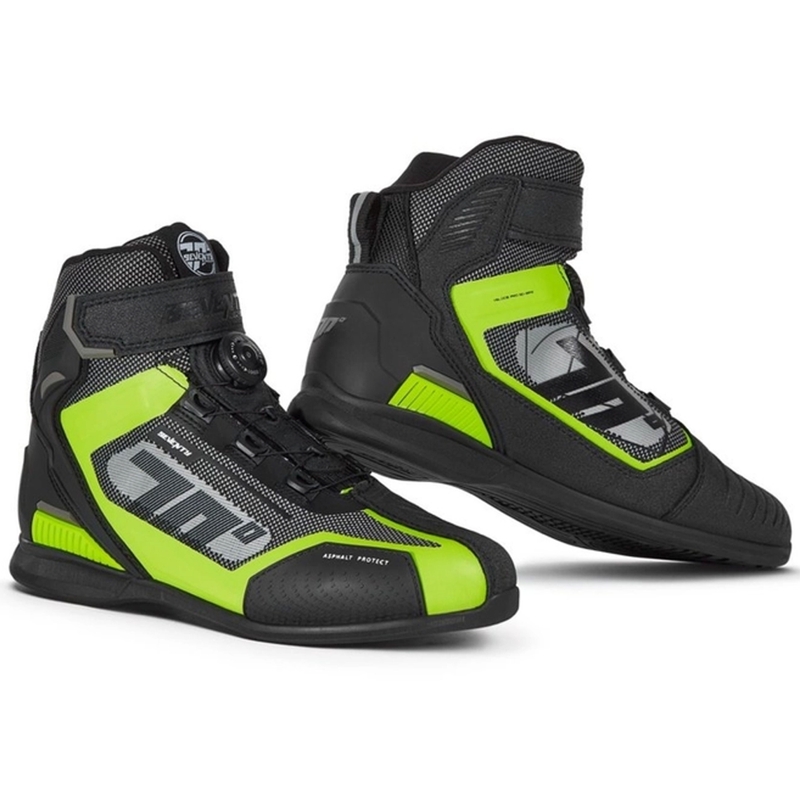 Ghete moto SEVENTY DEGREES SD-BR3 Veloce PRO negru-galben fluo