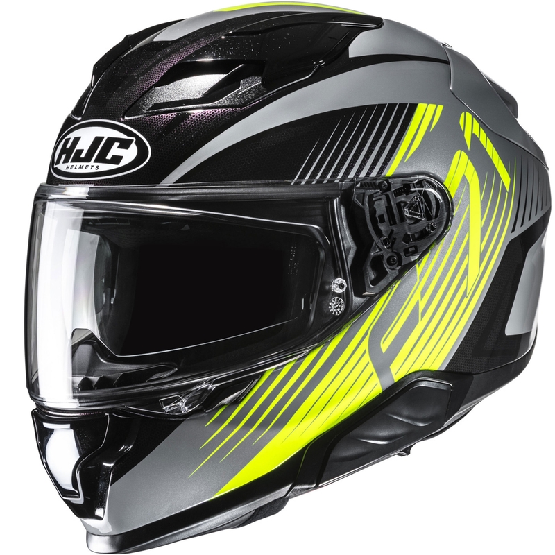 Cască integrală pentru motocicletă HJC F71 Catos MC3H negru-gri-galben fluo