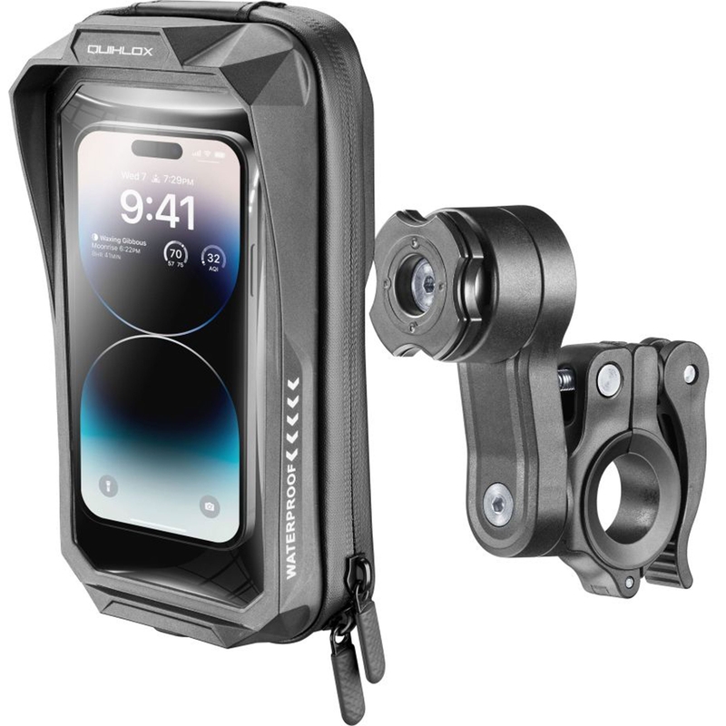 Husă universală impermeabilă pentru telefoane mobile Interphone QUIKLOX Waterproof, max. 7" cu suport pentru ghidon
