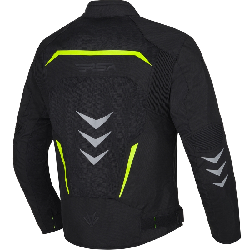 Geacă de motocicletă RSA Runway negru-galben fluo