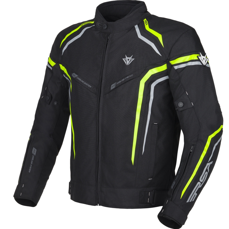 Geacă motociclistă RSA Compact 2 negru-gri-galben fluo