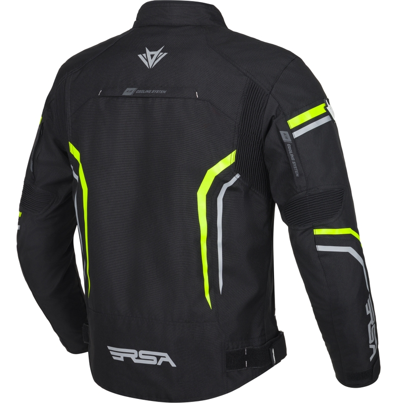 Geacă motociclistă RSA Compact 2 negru-gri-galben fluo