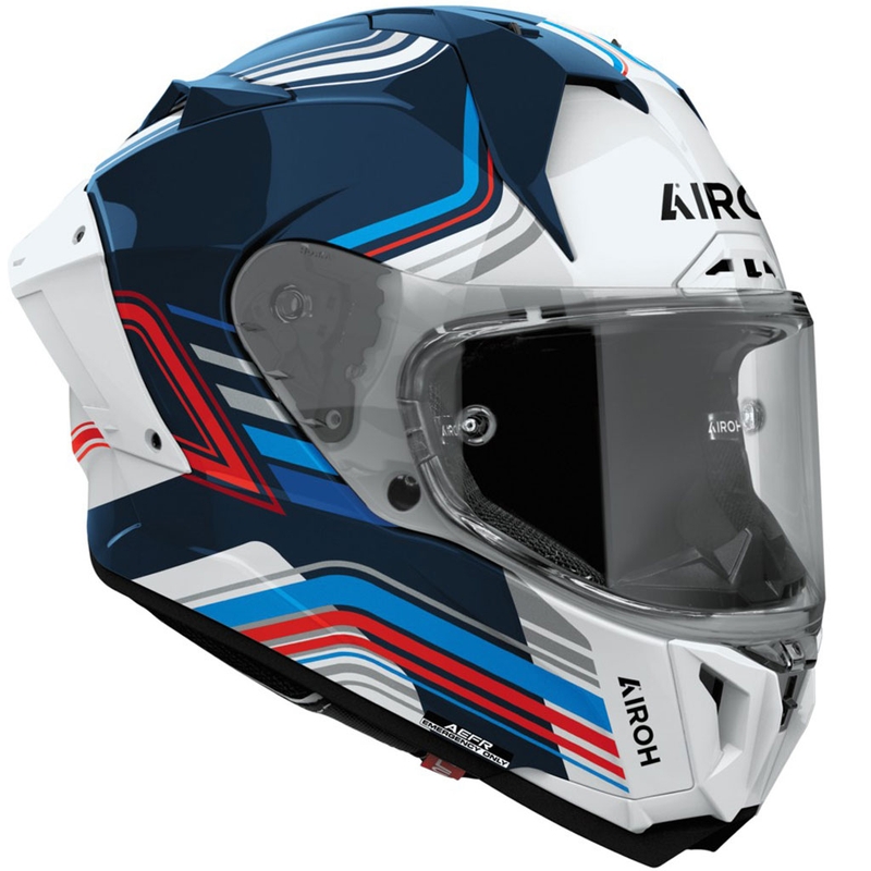 Cască integrală pentru motocicletă Airoh GP800 Hurricane, albastru-alb lucios