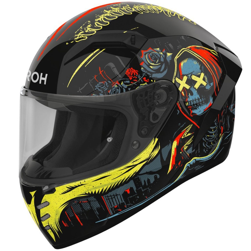 Cască integrală pentru motocicletă Airoh CONNOR Double Face, negru-galben lucios