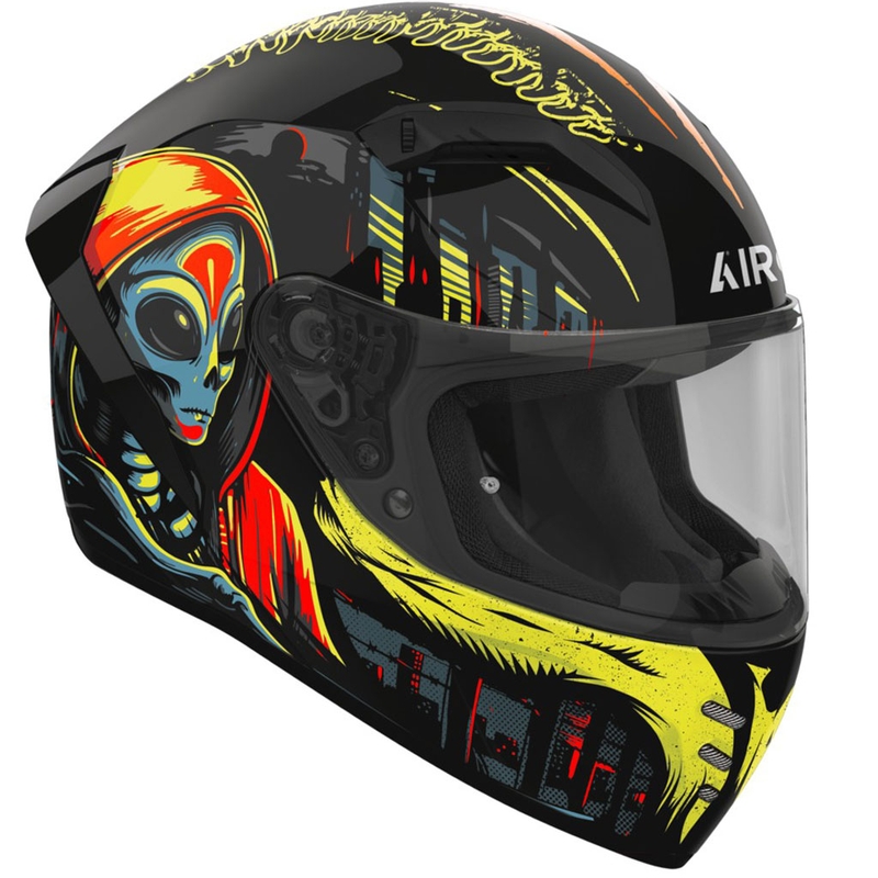 Cască integrală pentru motocicletă Airoh CONNOR Double Face, negru-galben lucios